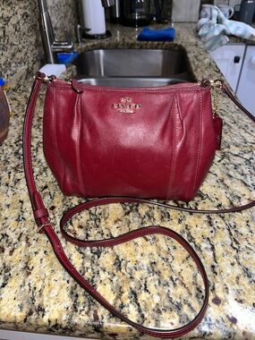 Sold EUC Authentic Coach Colette Crimson Red Leather Crossbody